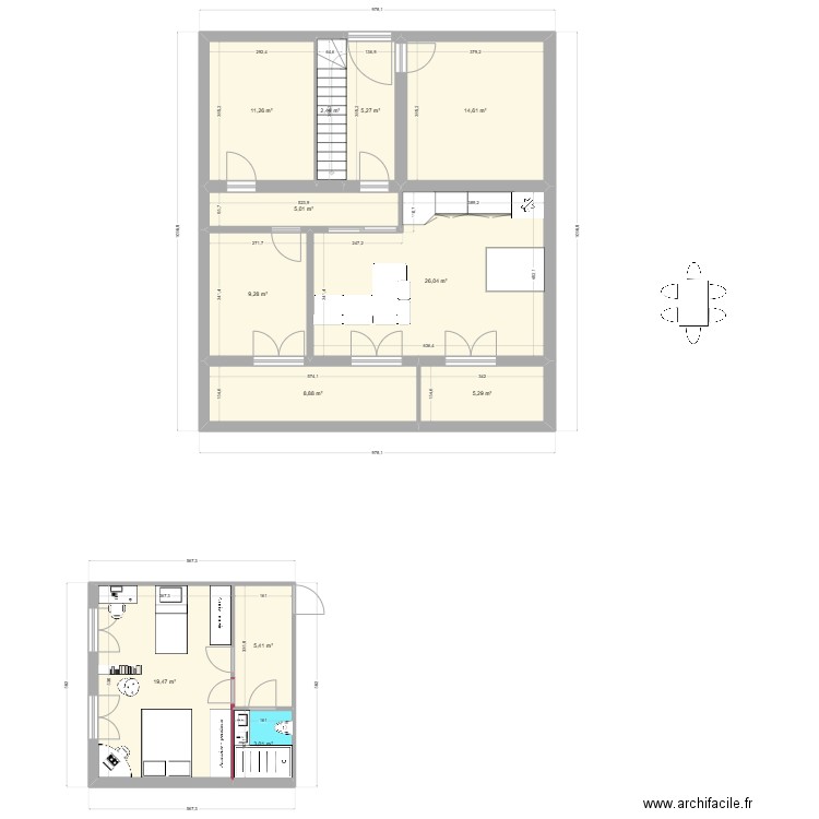 Nouveau 1. Plan de 12 pièces et 116 m2