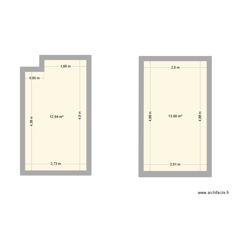 garage. Plan de 2 pièces et 27 m2