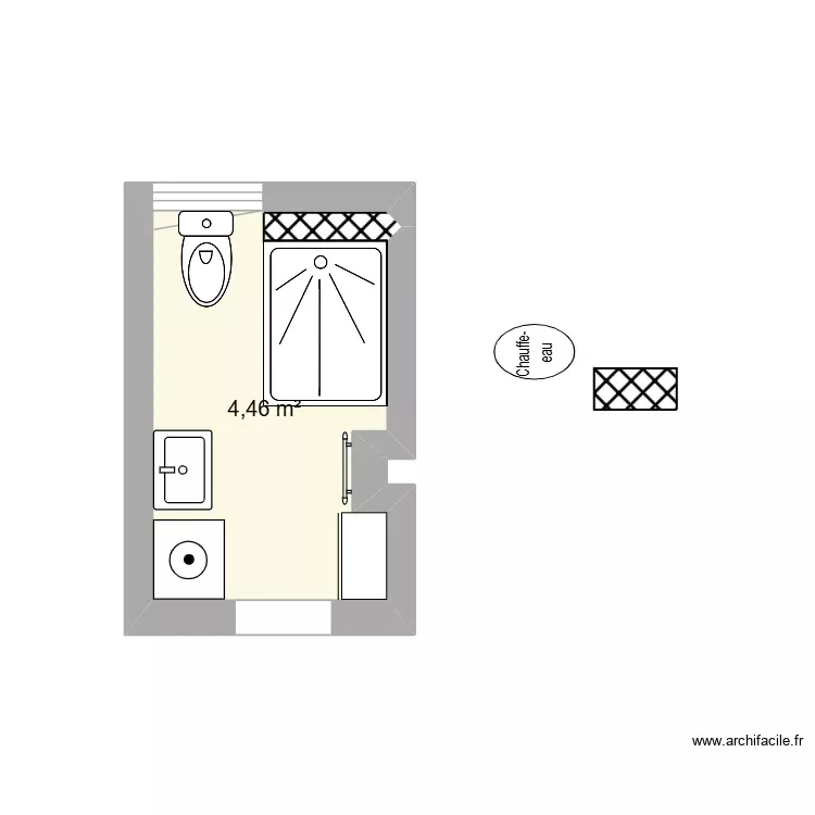 SDB V1. Plan de 1 Pièce et 4 m² SDB V1. Plan de 1 Pièce et 4 m²
