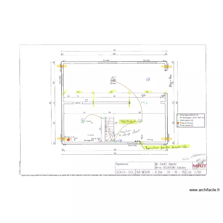 DUJARDIN ELEC SOUS SOL. Plan de 
