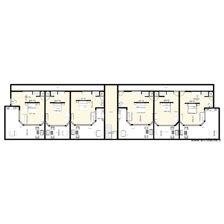2ème ETAGE. Plan de 20 pièces et 453 m2