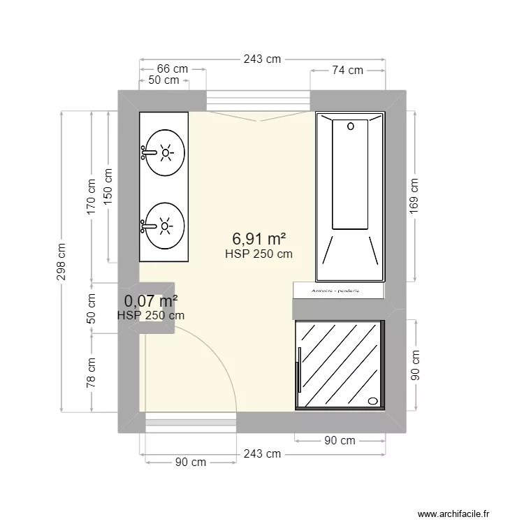 Salle de bain - projet Vincent N&deg;3. Plan de 
