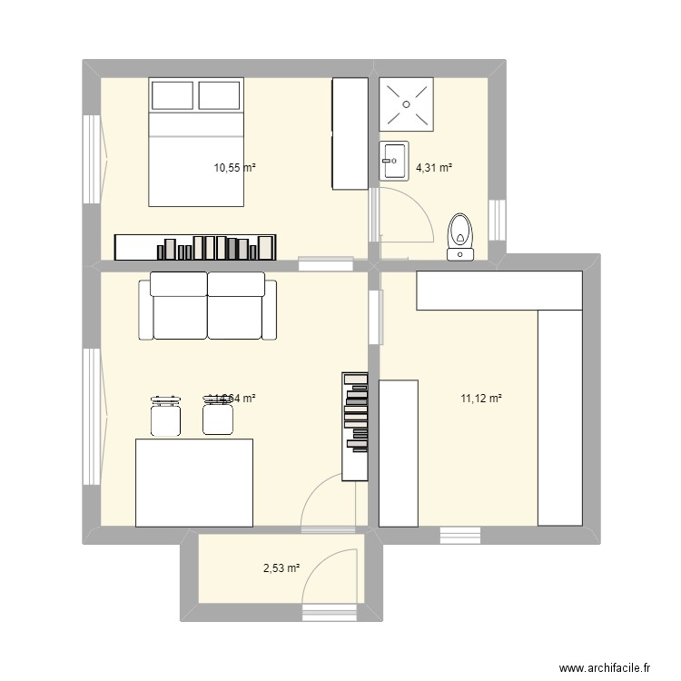 Appartement parisien. Plan de 0 pièce et 0 m2