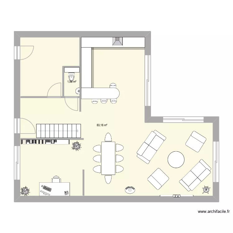 Projet RDC. Plan de 2  et 87 m²