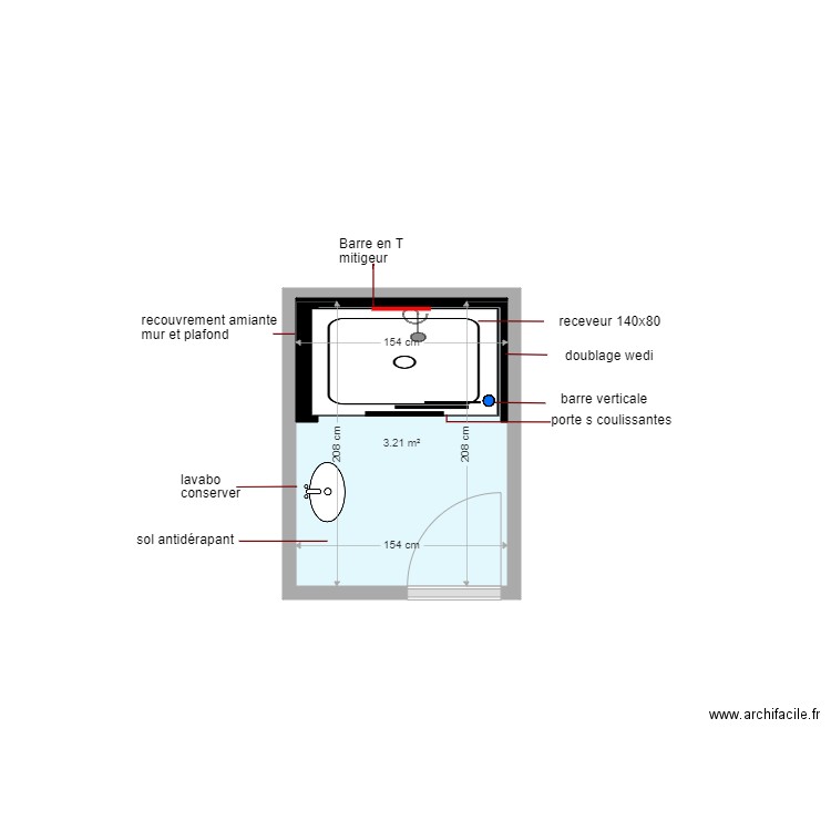 plan benbella. Plan de 1 pièce et 3 m2