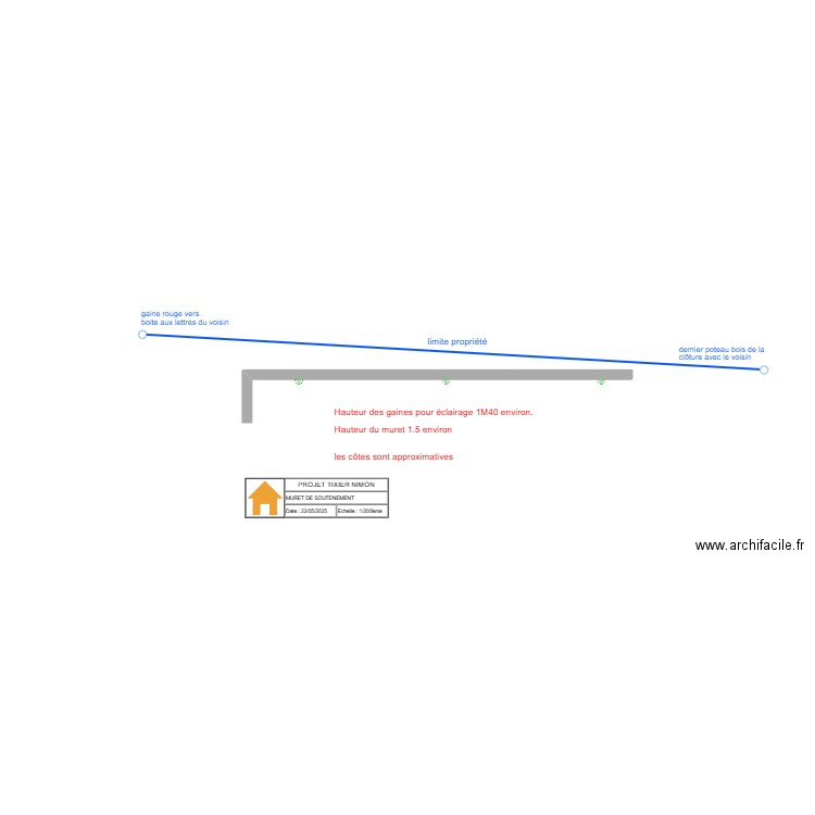 muret maison. Plan de 0 pièce et 0 m2
