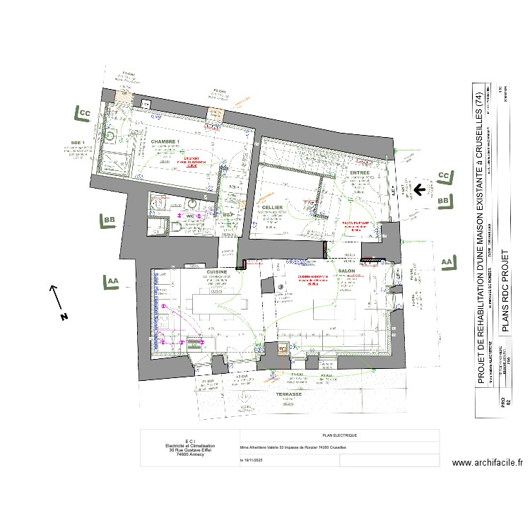ALHERITIERE RDC PLAN ELECTRIQUE. Plan de 0 pièce et 0 m2