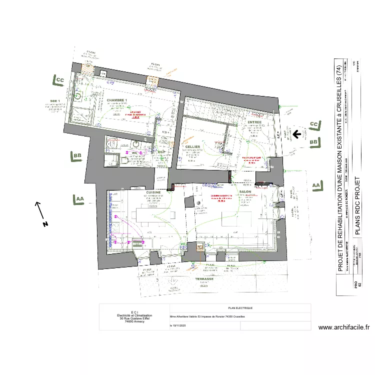 ALHERITIERE RDC PLAN ELECTRIQUE. Plan de 