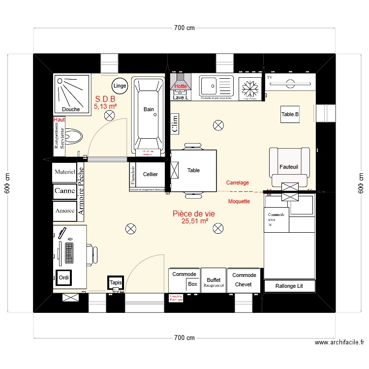 Maison Améliorer Copie 3.1. Plan de 2 pièces et 31 m2