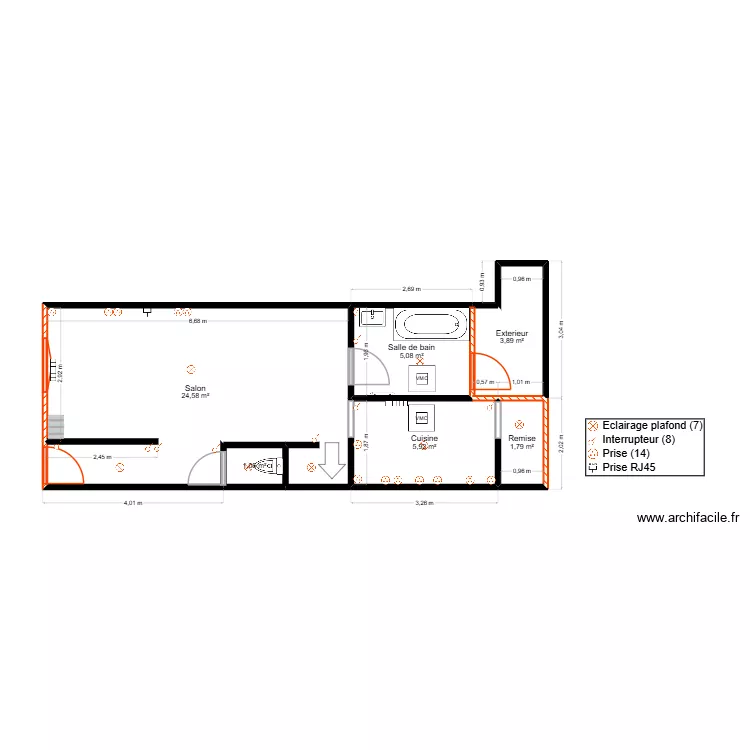 EL HADI RDC PRO. Plan de 6  et 42 m²