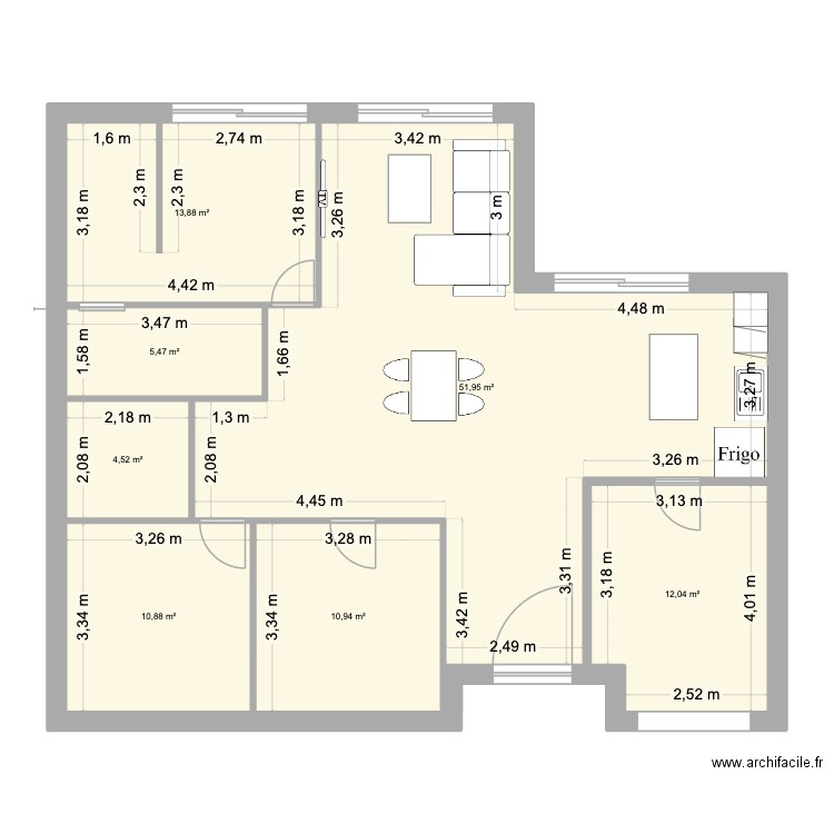 Plan 2 aménagement. Plan de 7 pièces et 110 m2