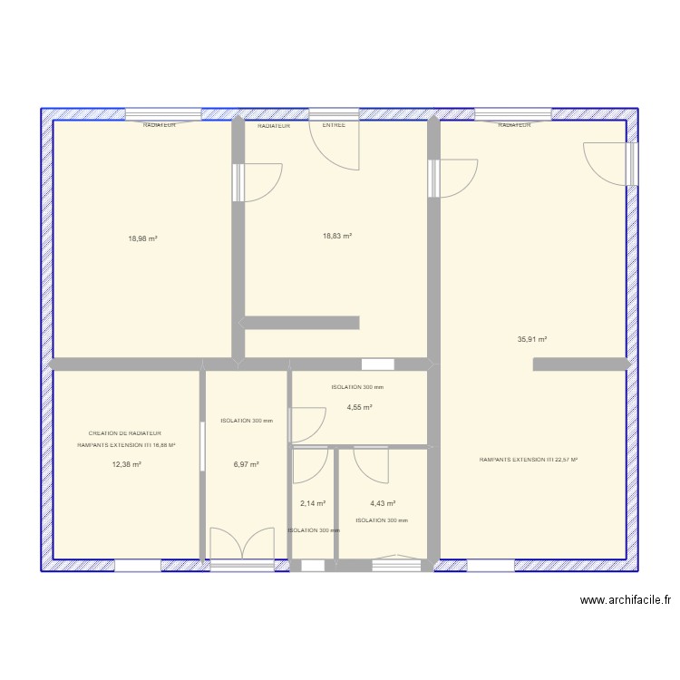 PERROTIN. Plan de 8 pièces et 104 m2