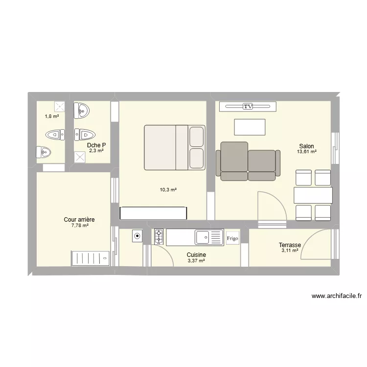 Projet 2. Plan de 7 Pièces et 42 m²