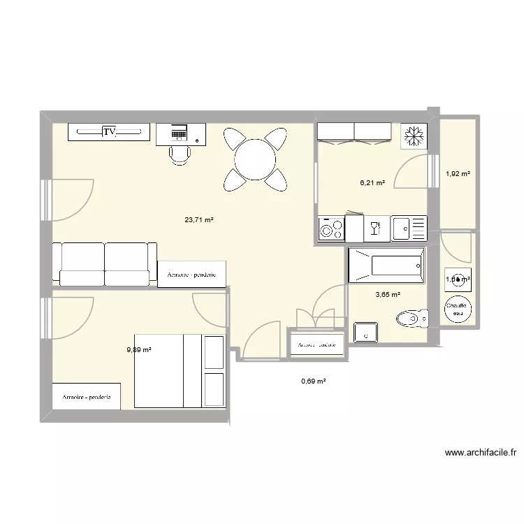 T2 ST ROCH TLN. Plan de 7  et 48 m²