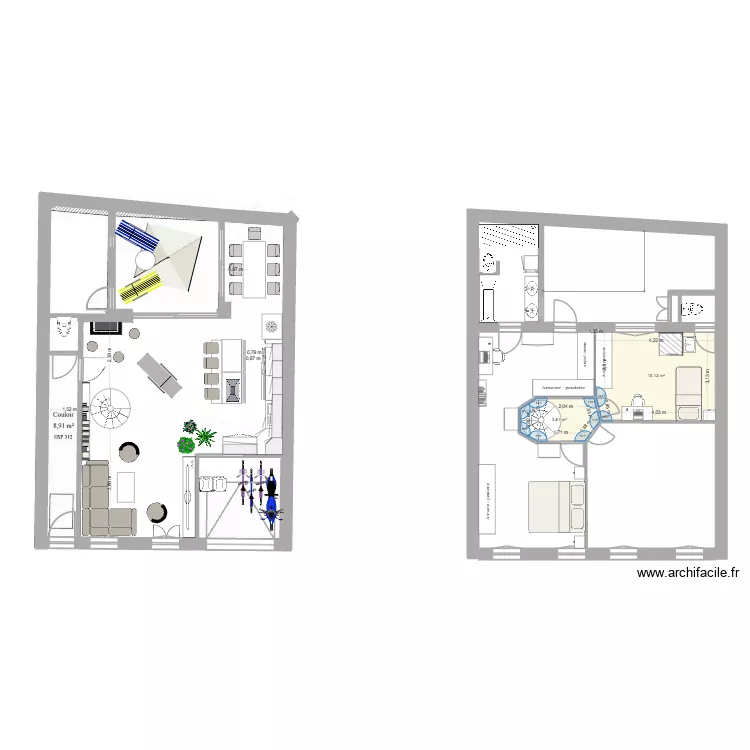 124 rdc et etage 1 option 1. Plan de 2 Pièces et 17 m² 124 rdc et etage 1 option 1. Plan de 2 Pièces et 17 m²