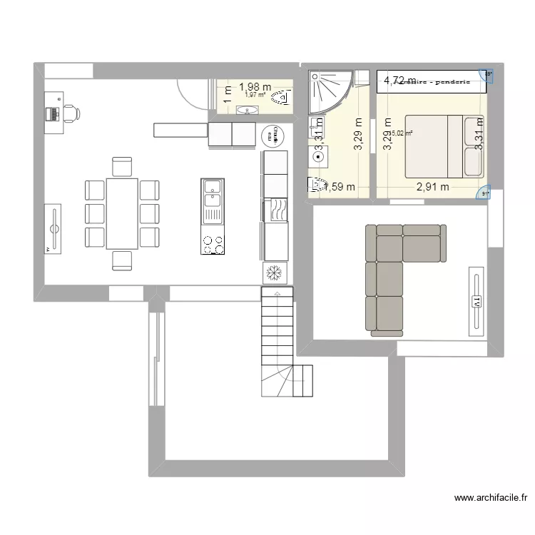 RENOVATION SAINT JU. Plan de 2 Pièces et 17 m² RENOVATION SAINT JU. Plan de 2 Pièces et 17 m²