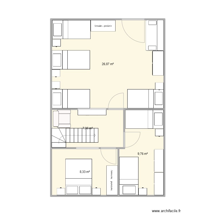 Plan Etage La guerche sur l'Aubois. Plan de 4 pièces et 52 m2