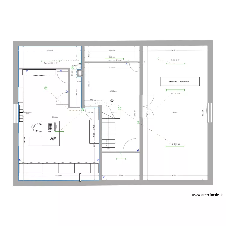 2026-02-19-Plan du niveau 1 &eacute;tage-&eacute;lectricit&eacute;. Plan de 4 pièces et 98 m²