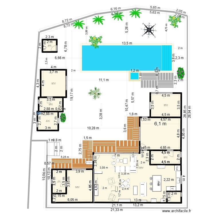 Villa 1 - Salon 1 ILOT 2.22. Plan de 9 pièces et 203 m2