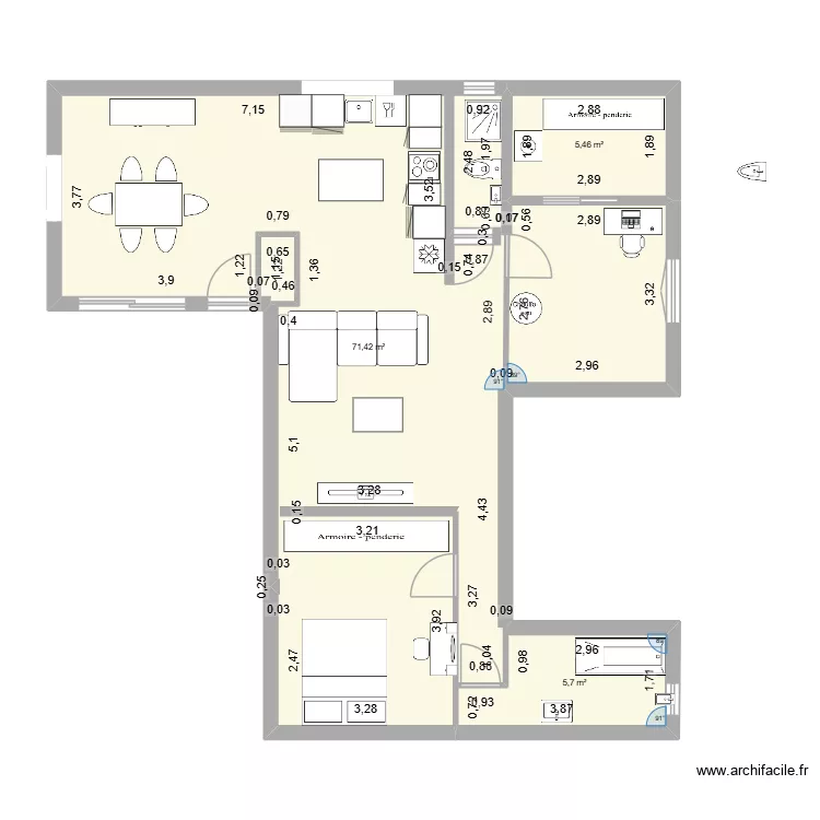valencin 2. Plan de 3  et 83 m²