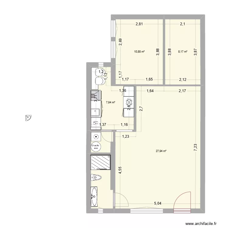Rez-de-Chauss&eacute; - Appartement - proposition 1.b. Plan de 