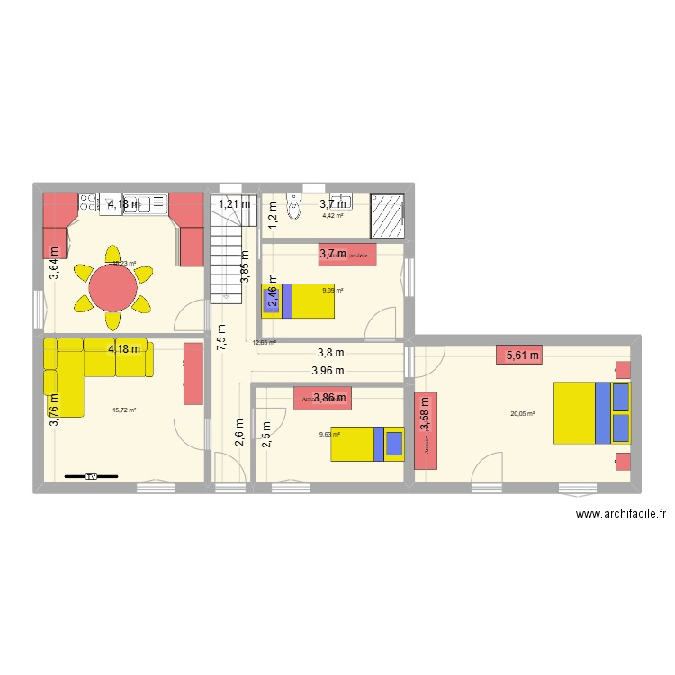 FARHAN - EL KAMEESI. Plan de 7 pièces et 87 m2