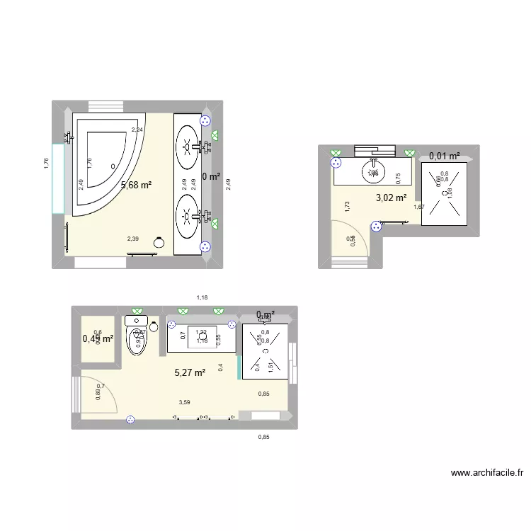 salles de bains. Plan de 