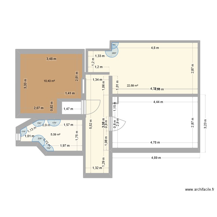 Caro paris 16. Plan de 3 pièces et 38 m2