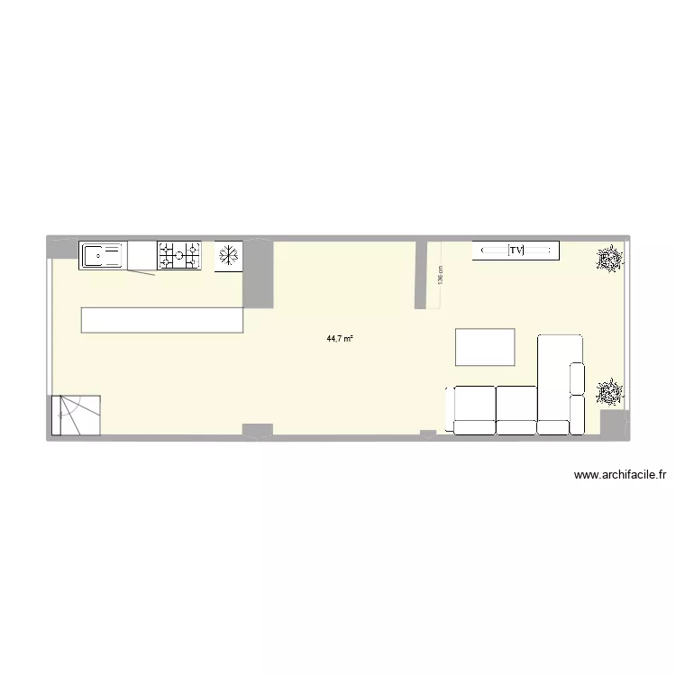 CUISINE ET SALON SOLEIL AVEC COMMENCEMENT D AMENAGEMENT. Plan de 