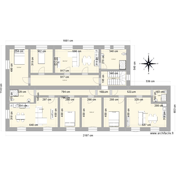 PLAN 1ER ETAGE COLLOREC 1. Plan de 14 pièces et 166 m2