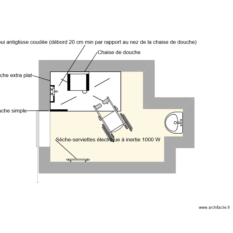 SDB essai 2. Plan de 1 pièce et 5 m2