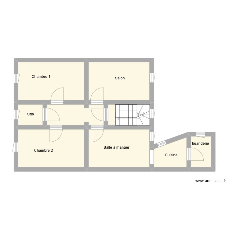 1etage_aout. Plan de 9 pièces et 54 m2