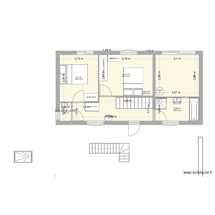 EYGLIERS sans extension LBG - 1SDB. Plan de 9 pièces et 122 m2