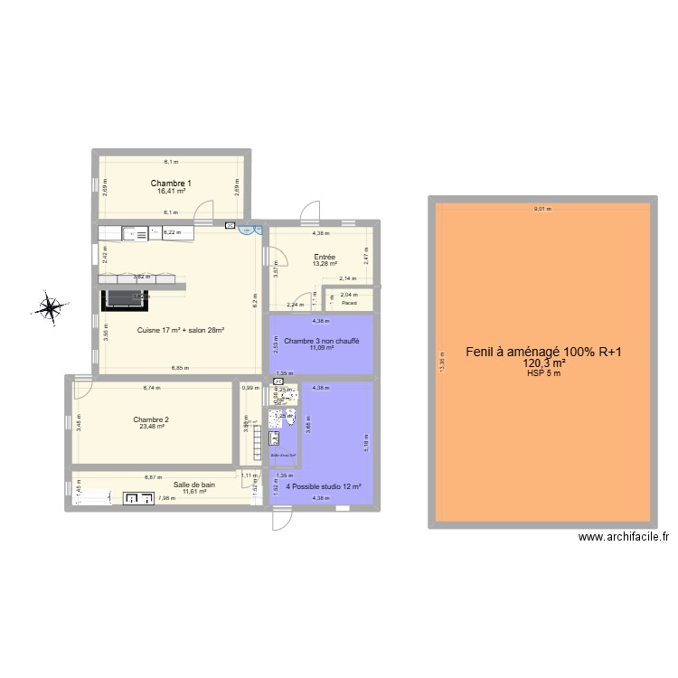 Projet du Sappey. Plan de 12 pièces et 265 m2