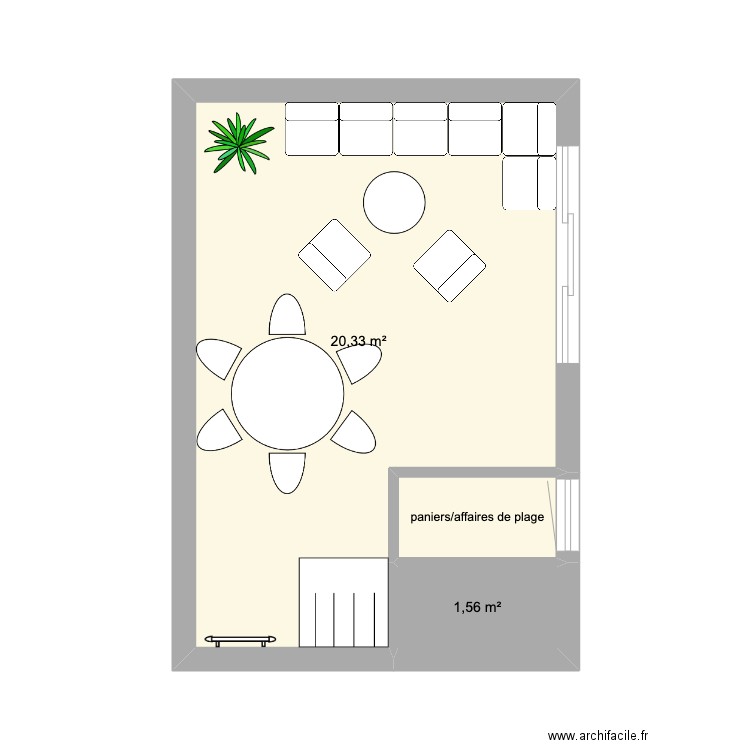 Terrasse Bruniquel V1. Plan de 3 pièces et 23 m2