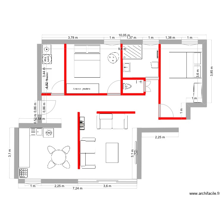 Plan LR idées #1. Plan de 0 pièce et 0 m2