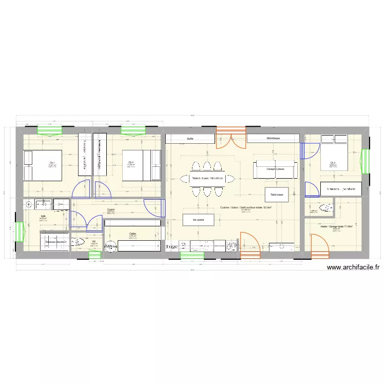 projet 2 - avec plafond charentais sur piece de vie. Plan de projet 2 - avec plafond charentais sur piece de vie. Plan de