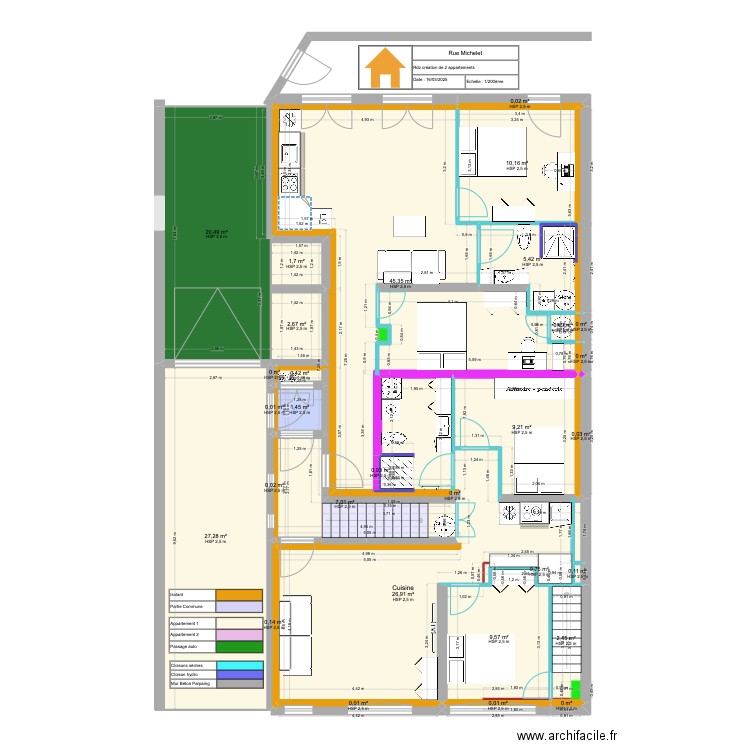 rdz 1.2. Plan de 31 pièces et 172 m2