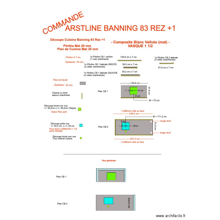 Découpe Cuisine Banning 83 Rez+1. Plan de 0 pièce et 0 m2
