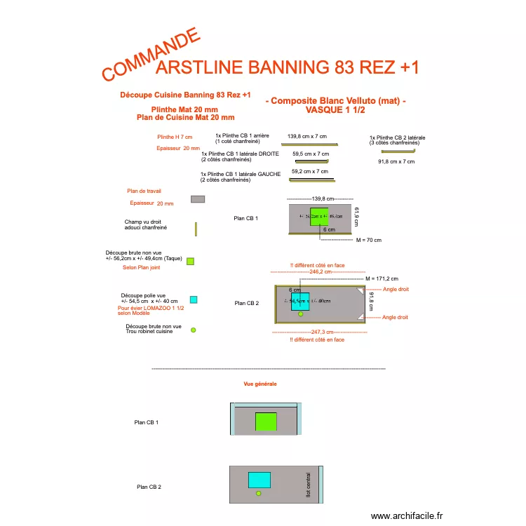 D&eacute;coupe Cuisine Banning 83 Rez+1. Plan de 0 pièce et 0 m2