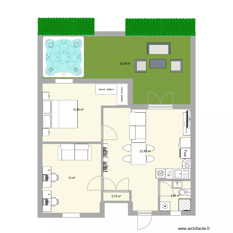 perols. Plan de 6  et 78 m²