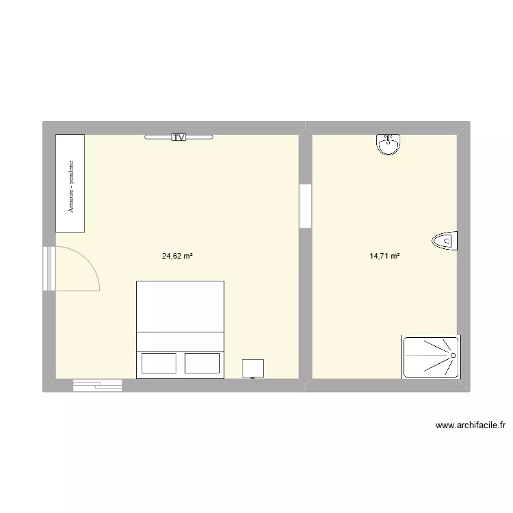 chambre PMR. Plan de 