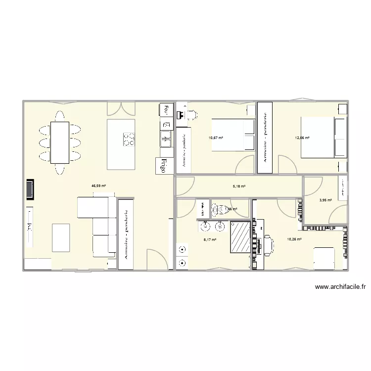 Plan 21. Plan de 8 pièces et 98 m²