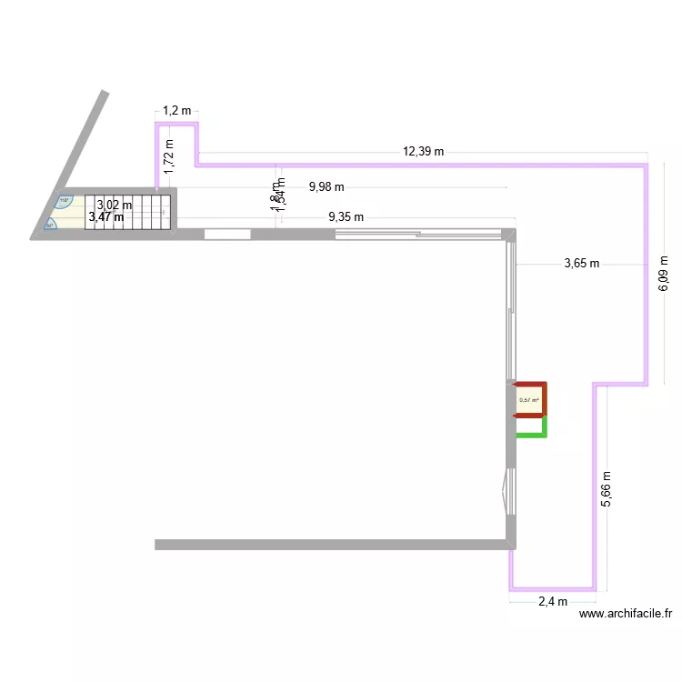 jardin v2. Plan de 2 pièces et 4 m²