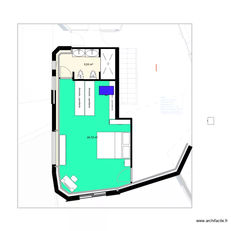CH3 vertic-3. Plan de 4  et 31 m²