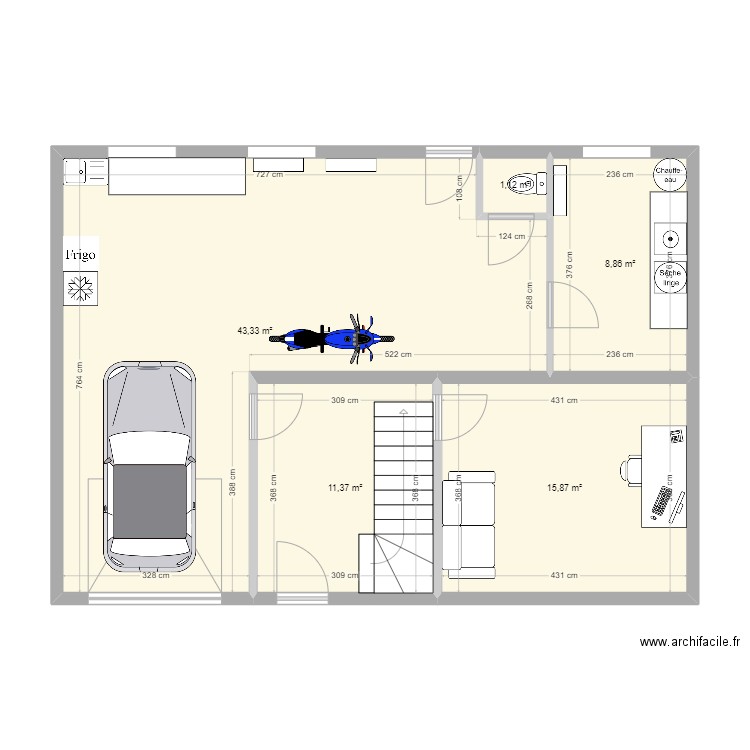 RDC ALEX. Plan de 5 pièces et 81 m2