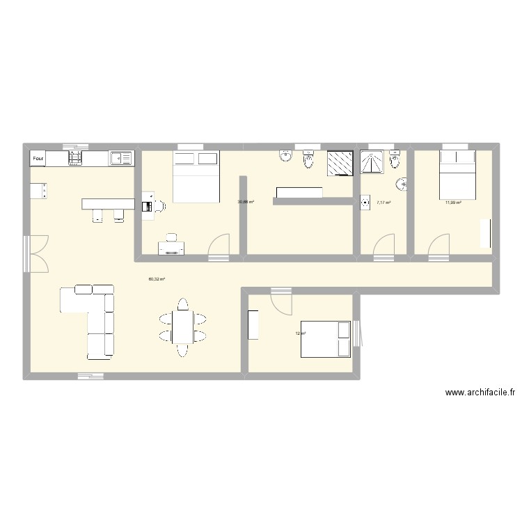 futur. Plan de 5 pièces et 122 m2
