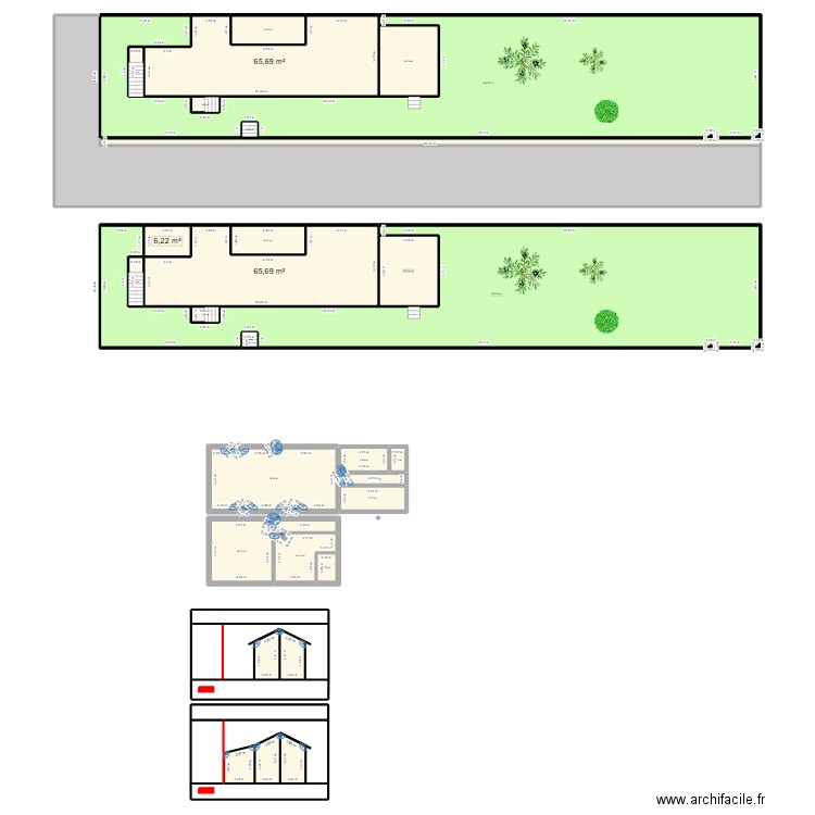 chacha. Plan de 40 pièces et 1089 m2