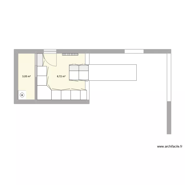 CUISINE MAI. Plan de 2  et 12 m²