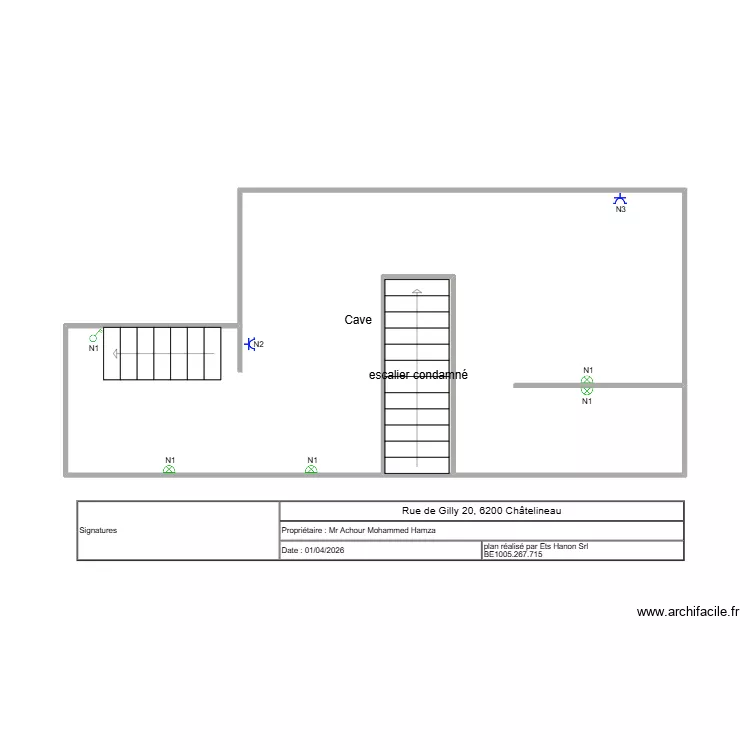 Cave Achour. Plan de 2  et 34 m²